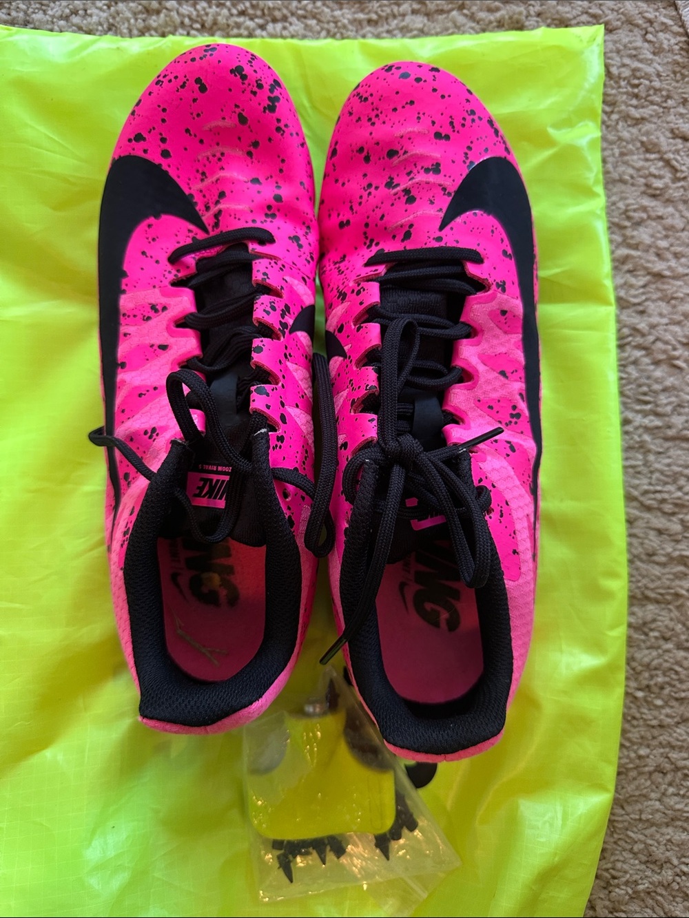 Nike Hot Pink and Black Soccer Track Spikes